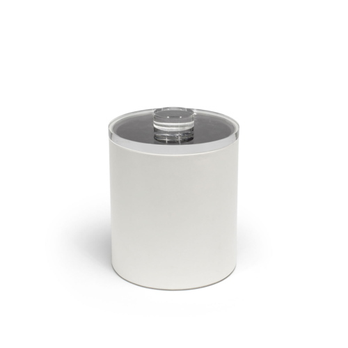 FOH RIB064WHL21 2 Qt. White Faux Leather Round Ice Bucket with Lid