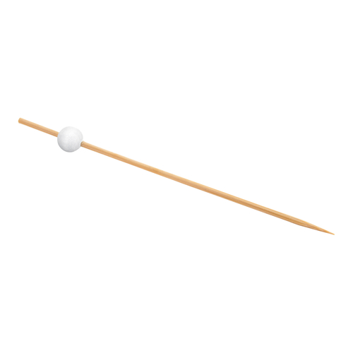 FOH AST014WHB83 4.5" White Ball on Top Bamboo Servewise Disposable Picks