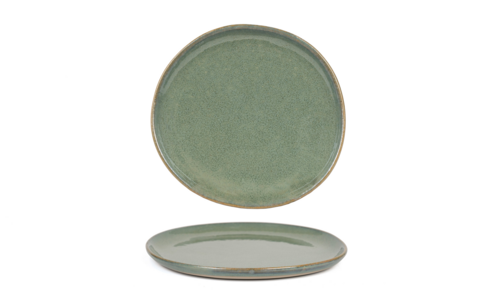 FOH DDP069GRP22 9" Dia. Green Round Porcelain Coupe Artefact Plate