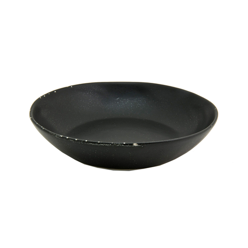 FOH DBO157BKP22 48 Oz. Pepper Round Porcelain Kiln Bowl