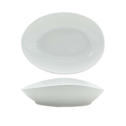FOH DBO145WHP20 40 Oz. White Oval Porcelain Tides Bowl