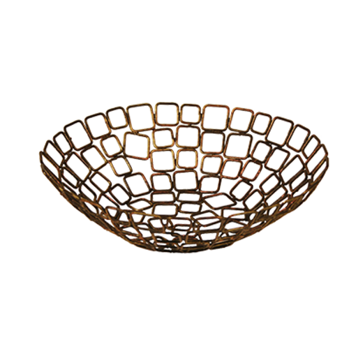 FOH BBK011GOI22 10" Dia. x 3" Food-Safe Painted Iron Round Wireware Coppered Link Basket