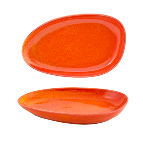 FOH DDP062ORP22 11" W Blood Orange Oval Porcelain Kiln Plate