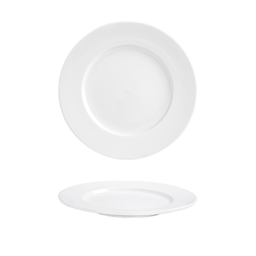 FOH DSP021WHP22 9" Dia. Round Porcelain Wide Monaco Plate