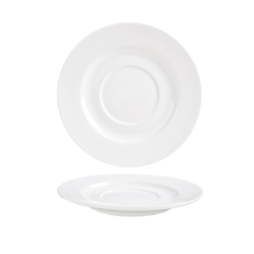 FOH DCS035WHP23 8" Dia. White Porcelain Round Wide Rim Monaco Saucer