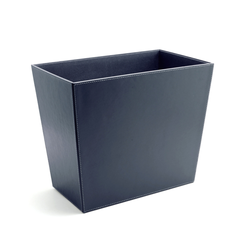 FOH RWA021BLL21 17 Qt. Blue Faux Leather Flare Waste Can and Recycle Bin