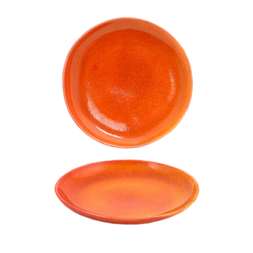 FOH DSP031ORP23 8" Dia. Blood Orange Round Porcelain Kiln Plate