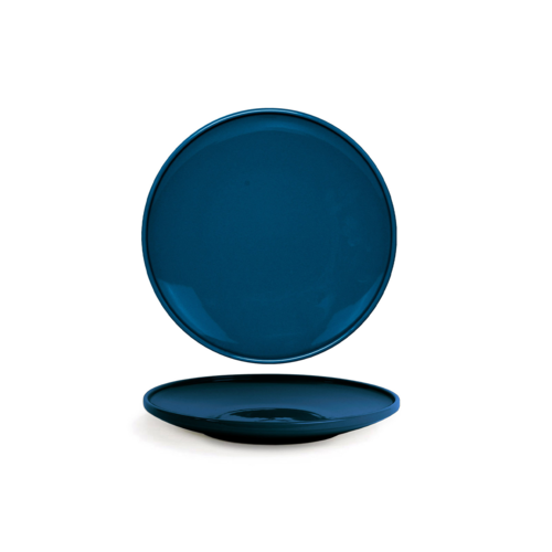 FOH DSP047BLP22 7.5" W Round Porcelain Lapis Bevel Plate