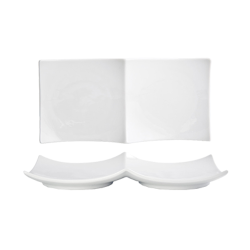 FOH DDP035WHP22 12" W Rectangular Porcelain Flared Origami Plate