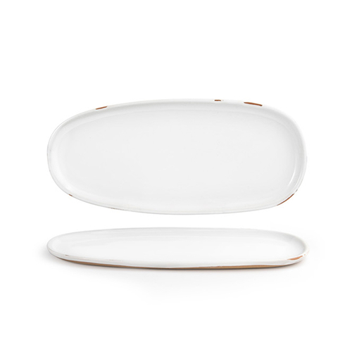 FOH DSP037WHP23 11" W White Oval Porcelain Artefact Plate