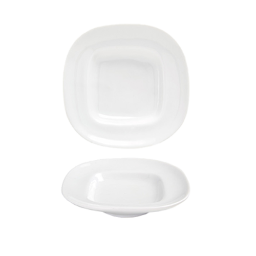 FOH DAP022WHP23 3 Oz. Porcelain Square Wide Trillium Plate
