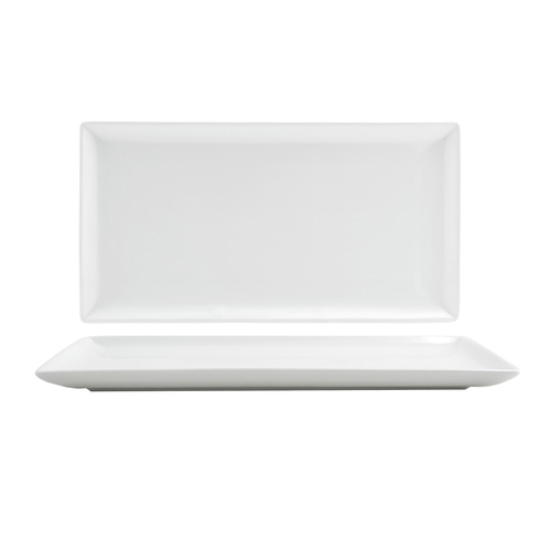 FOH DDP066WHP21 13" W White Rectangular Porcelain Rolled Mod Plate