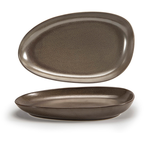 FOH DDP062ESP22 11" W Oval Porcelain Mocha Kiln Plate