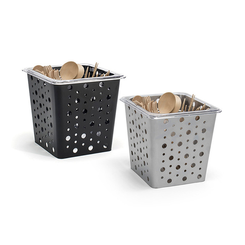 FOH BHO078BKI21 7" W Black Metal 1- Compartment 1/6 Size Dots Flatware Divider Set