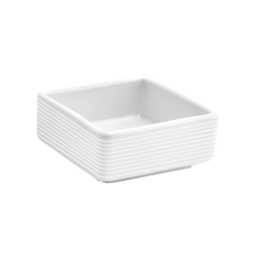 FOH TSH007WHP23 3 Oz. White Square Porcelain Spiral Dish