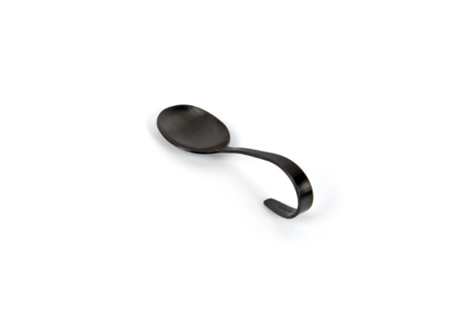 FOH FSM001BKS23 4.75" L Matte Black 18/10 Stainless Steel Harmony Bent Sampler Spoon