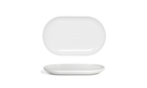 FOH DSU011WHP22 11" W White Oval Porcelain Bevel Plate