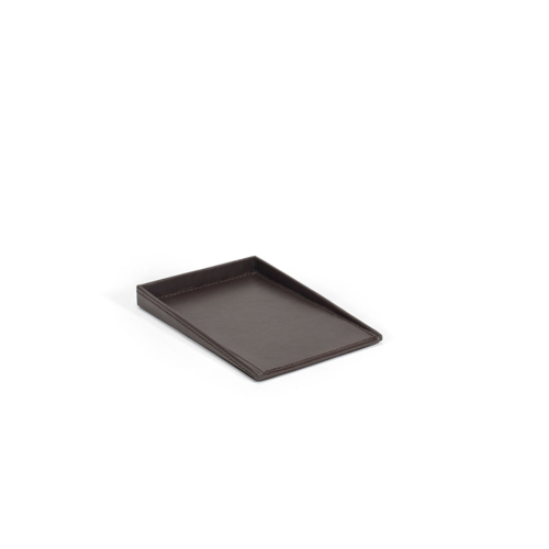FOH RAH004BRL24 0.75" H x 4.5" W x 6.25" D Brown Faux Leather Rectangular Notepad Holder