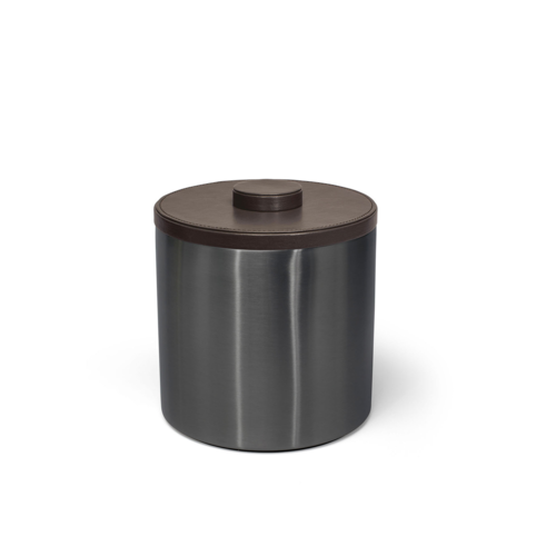 FOH RIB035BKS21 3 Qt. Black Stainless Steel Round Ice Bucket with Lid