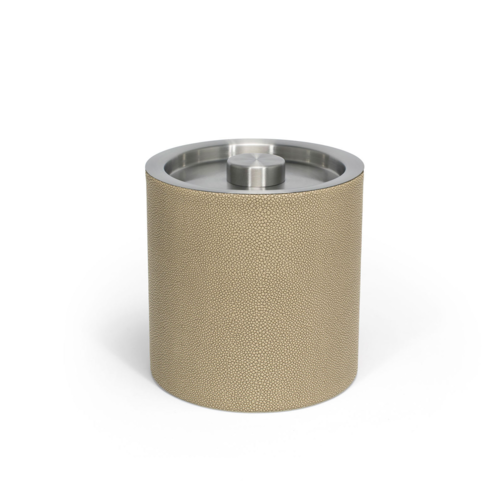 FOH RIB038BEL21 3.5 Qt. Beige Stainless Steel Round Ice Bucket with Lid