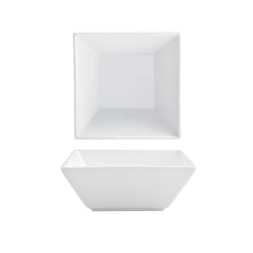 FOH DBO152WHP23 10 Oz. White Square Porcelain Kyoto Bowl