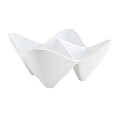 FOH DBO104WHP20 9 Oz. Porcelain 4-Compartment Kyoto Pinch Bowl