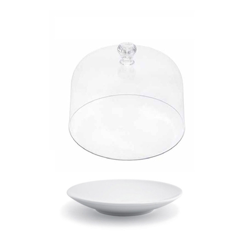 FOH DCV006CLT28 11" Dia. Clear Plastic Round Buffet Essentials Cloche with Handle