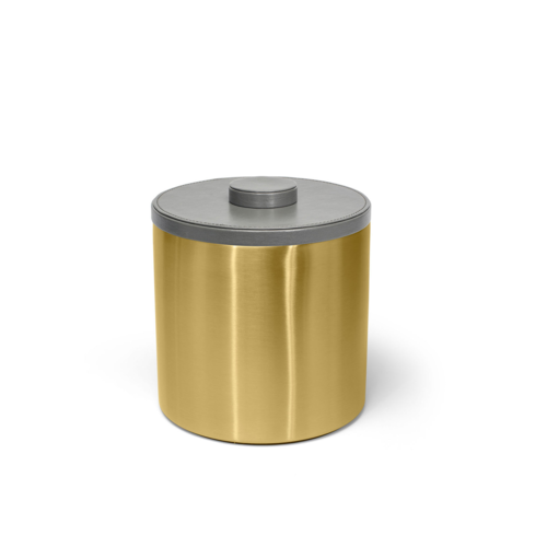 FOH RIB048GOS21 3 Qt. Gold Stainless Steel Round Ice Bucket with Lid