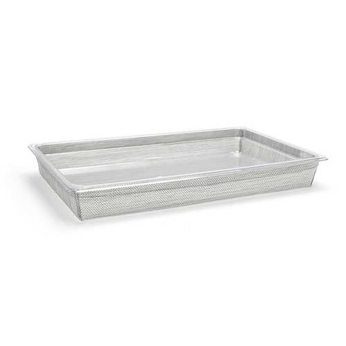 FOH BHO132GYV21 20.75" W x 12.75" D x 2.5" H Mesh Gray Plastic Rectangular Shallow Full Size Metroweave Housing or Pan Set