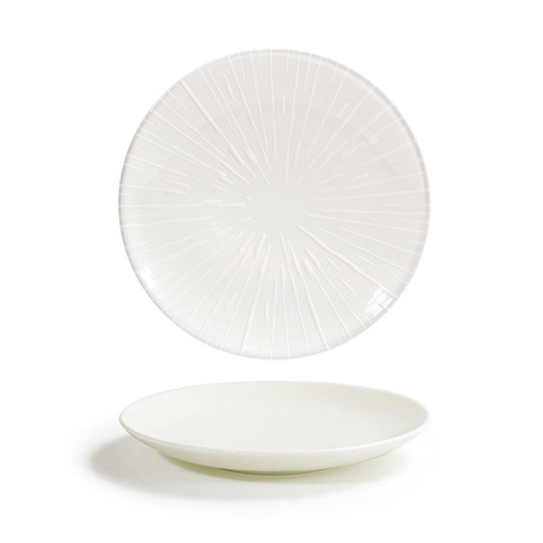 FOH DAP091BEP22 6.25" Dia. Porcelain Round Coupe Spoke Catalyst Plate