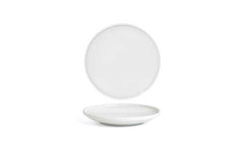 FOH DAP092WHP23 6" W White Round Porcelain High Gloss Bevel Plate