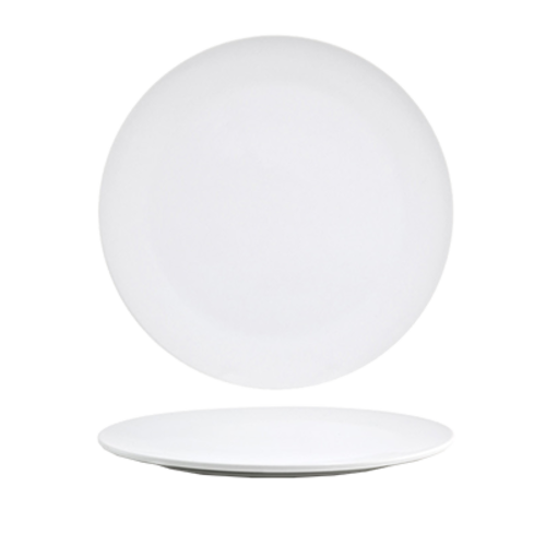 FOH DDP057WHP22 9" W Round Porcelain Curved Canvas Plate