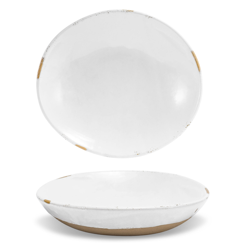 FOH DBO194WHP21 58 Oz. White Round Porcelain Artefact Bowl