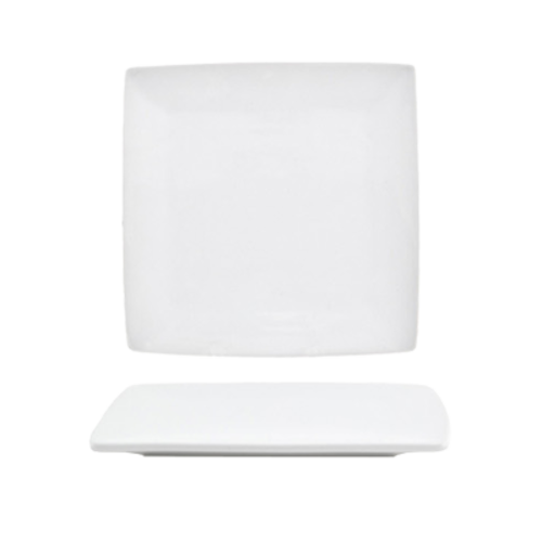 FOH DAP044WHP23 5.5" W Porcelain Square Curved Canvas Plate