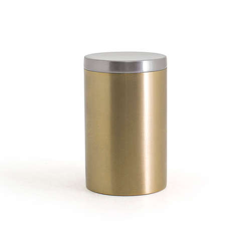 FOH RJR029GOS23 2.5" W Matte Brass Round Stainless Steel Jar with Lid