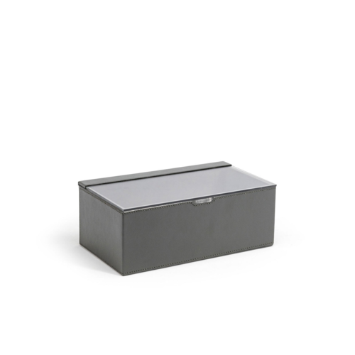 FOH RAH011GYL20 3.5" H x 5.25" W x 9.5" D Smoke Faux Leather Rectangular Box with Clear Lid