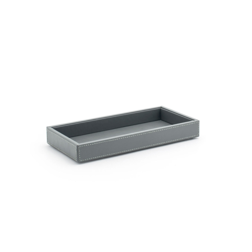 FOH RTR033GYL12 5" W Smoke Rectangular Faux Leather Amenity Tray