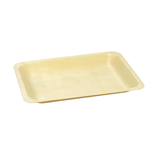 FOH DAP062NAW28 14 Oz. Natural Wood Rectangle Servewise Disposable Plate