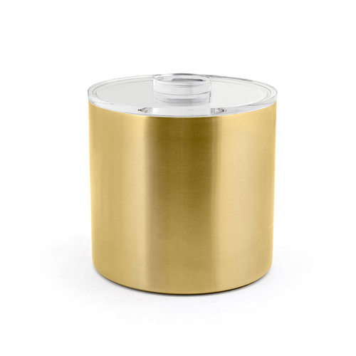 FOH RIB030GOS21 3 Qt. Gold Stainless Steel Round Ice Bucket with Lid