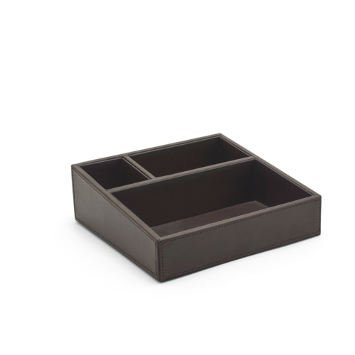 FOH RAH002BRL11 8.25" W Brown Rectangular Faux Leather Accessory Holder