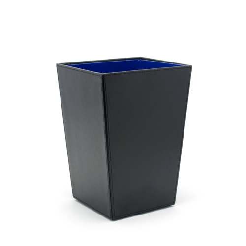 FOH RWA026BKL21 8.25 Qt. Black Faux Leather Small Waste Can