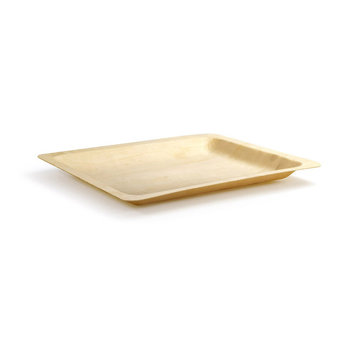 FOH DDP078NAW28 10.5" W Natural Wood Rectangle Servewise Disposable Plate
