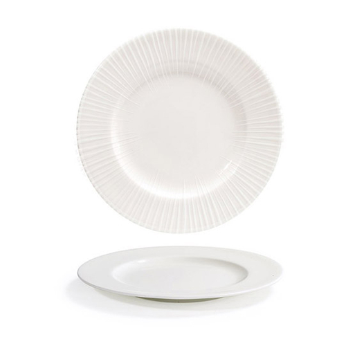 FOH DAP088BEP22 6.25" Dia. Porcelain Round Embossed Focus Catalyst Plate