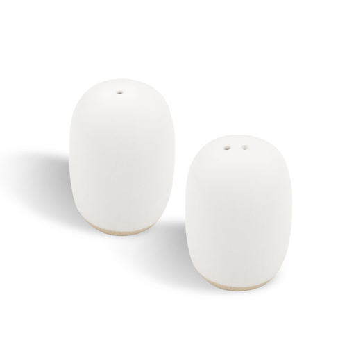 FOH TSP105WHP22 2" W White Porcelain Round Artefact Salt and Pepper Shaker Set