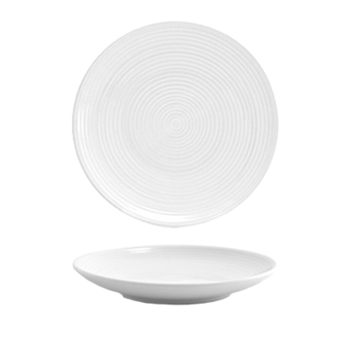 FOH DAP069WHP23 5" Dia. White Porcelain Round Spiral Plate