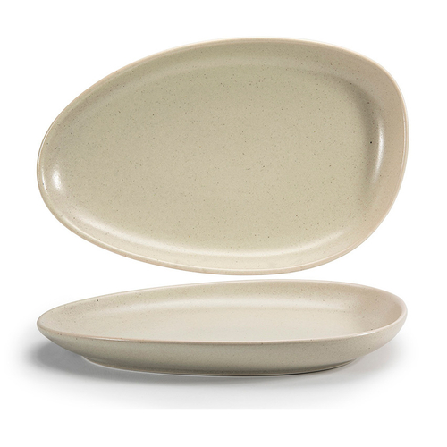 FOH SPT056MUP20 14" W Oval Porcelain Mushroom Kiln Plate