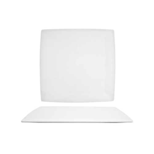 FOH DOS017WHP21 12.5" W Square Porcelain Curved Canvas Plate