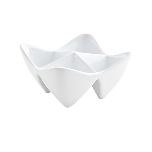 FOH DBO089WHP22 1 Oz. Porcelain 4-Compartment Kyoto Pinch Bowl