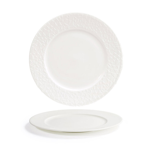 FOH DDP086BEP22 9.5" Dia. Round Porcelain Embossed Facet Catalyst Plate