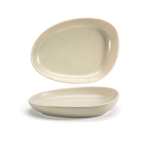 FOH DSP032MUP23 8" W Oval Porcelain Mushroom Kiln Plate